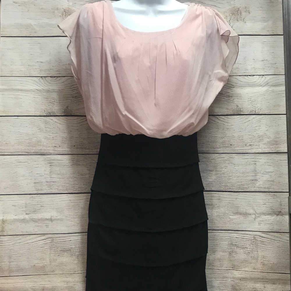 Enfocus studio pink with gold dots and black dress